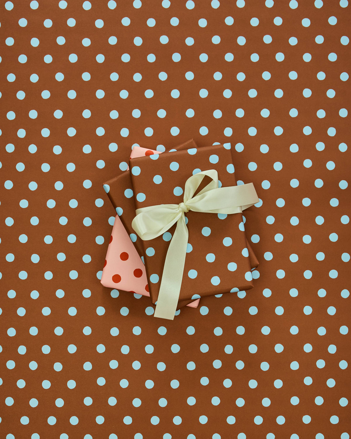 Polka Dot Brown & Blue - Wrapping Paper