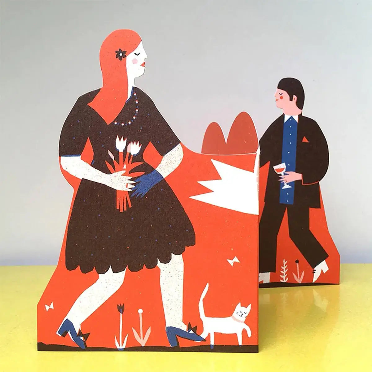 Man and Woman Concertina Heart - Greeting Card