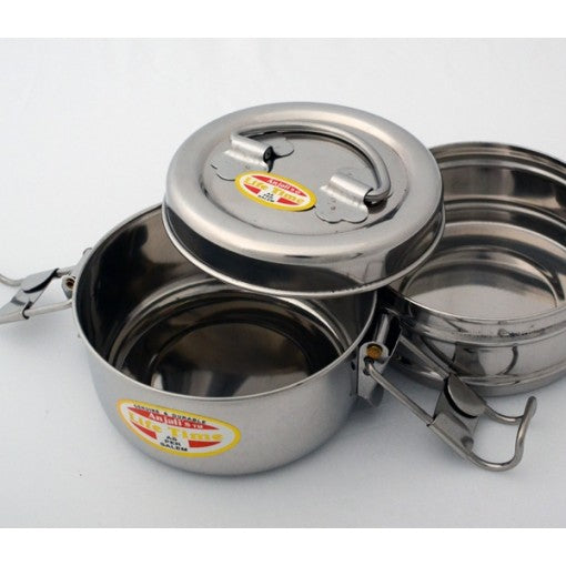 Stainless Steel Round Lunchbox - Two Tier